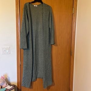 Long olive green cardigan